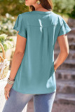 V Neck Ruffle Sleeves Satin Blouse