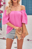 Off Shoulder Half Sleeves Plain Top