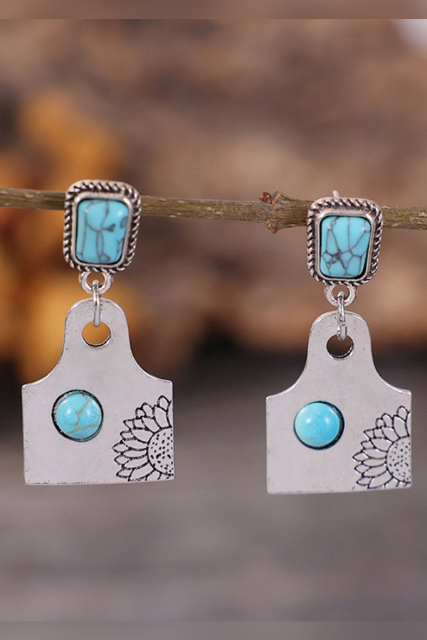Turquoise Sunflower Earrings MOQ 5pcs
