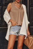 Sleeveless V Neck Satin Tank Top