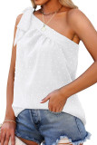 Bowknot Swiss Dot One Shoulder Top