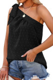 Bowknot Swiss Dot One Shoulder Top