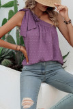 Bowknot Swiss Dot One Shoulder Top