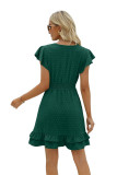 Swiss Dot V Neck Ruffle Dress