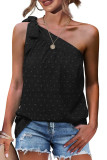Bowknot Swiss Dot One Shoulder Top
