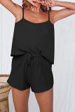 Plain Cami Tank Top With Shorts 2pcs Set