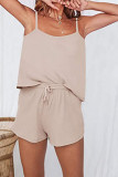 Plain Cami Tank Top With Shorts 2pcs Set