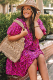 Rose Plus Size Floral V Neck Babydoll Dress