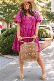 Rose Plus Size Floral V Neck Babydoll Dress