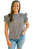 Plus Size Leopard Print Ruffle Tank Top