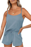 Plain Cami Tank Top With Shorts 2pcs Set