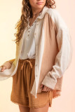 Textured Color Block Open Button Blouse Shirt