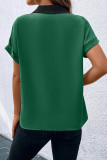 Contrast Fold Sleeves V Neck Blouse