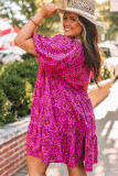 Rose Plus Size Floral V Neck Babydoll Dress