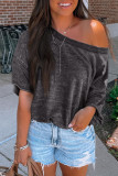 Dark Gray Drop Shoulder Sleeve Oversize Bodysuit