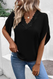 Crochet Flare Sleeve V Neck Blouse