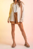 Textured Color Block Open Button Blouse Shirt
