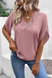 Crochet Flare Sleeve V Neck Blouse