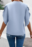 Crochet Flare Sleeve V Neck Blouse