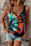 Split V Neck Tie Dye Tank Top
