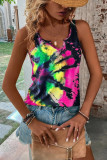 Split V Neck Tie Dye Tank Top