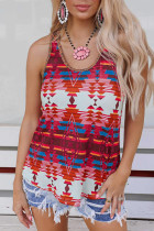 Geometric Western Print Sleeveless Tank Top
