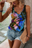 Split V Neck Tie Dye Tank Top