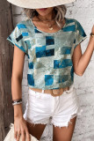 Abstract Geometric Print Short Sleeves Top