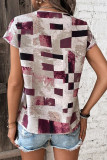 Abstract Geometric Print Short Sleeves Top