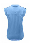 Sky Blue Turn-down Collar Buttoned Denim Top with Pockets
