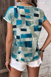 Abstract Geometric Print Short Sleeves Top