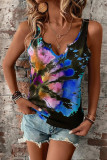 Split V Neck Tie Dye Tank Top