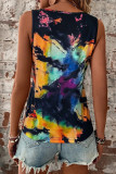 Split V Neck Tie Dye Tank Top