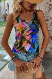 Split V Neck Tie Dye Tank Top