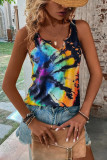 Split V Neck Tie Dye Tank Top
