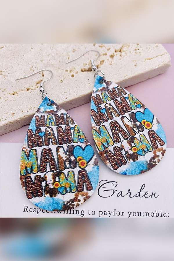 MAMA Printed PU Earrings MOQ 5pcs