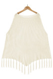 Plain Hollow Out Knit Fringe Hem Kimono