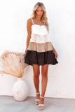 Multicolor Frilled Color Block Tiered Mini Dress