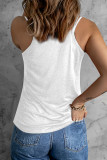 White Dual Straps Notched Neck Knit Tank Top