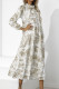 Puff Sleeves Printing Splicing Dress
