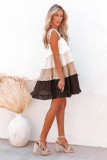 Multicolor Frilled Color Block Tiered Mini Dress