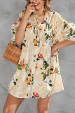 Half Sleeves Floral Button Up SHirt Dress