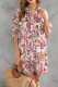 Half Sleeves Floral Button Up SHirt Dress