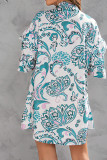 Half Sleeves Floral Button Up SHirt Dress