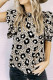 Crew Neck Ruffle Sleeves Leopard Blouse
