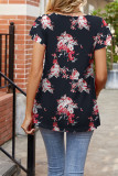Floral Printed Pleated Short Sleeves Top