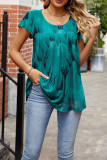 Floral Printed Pleated Short Sleeves Top