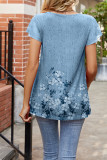 Floral Printed Pleated Short Sleeves Top