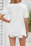 Plain V Neck Short SLeeves Top
