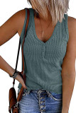 Sleeveless V Neck Plain Kniting Tank Top